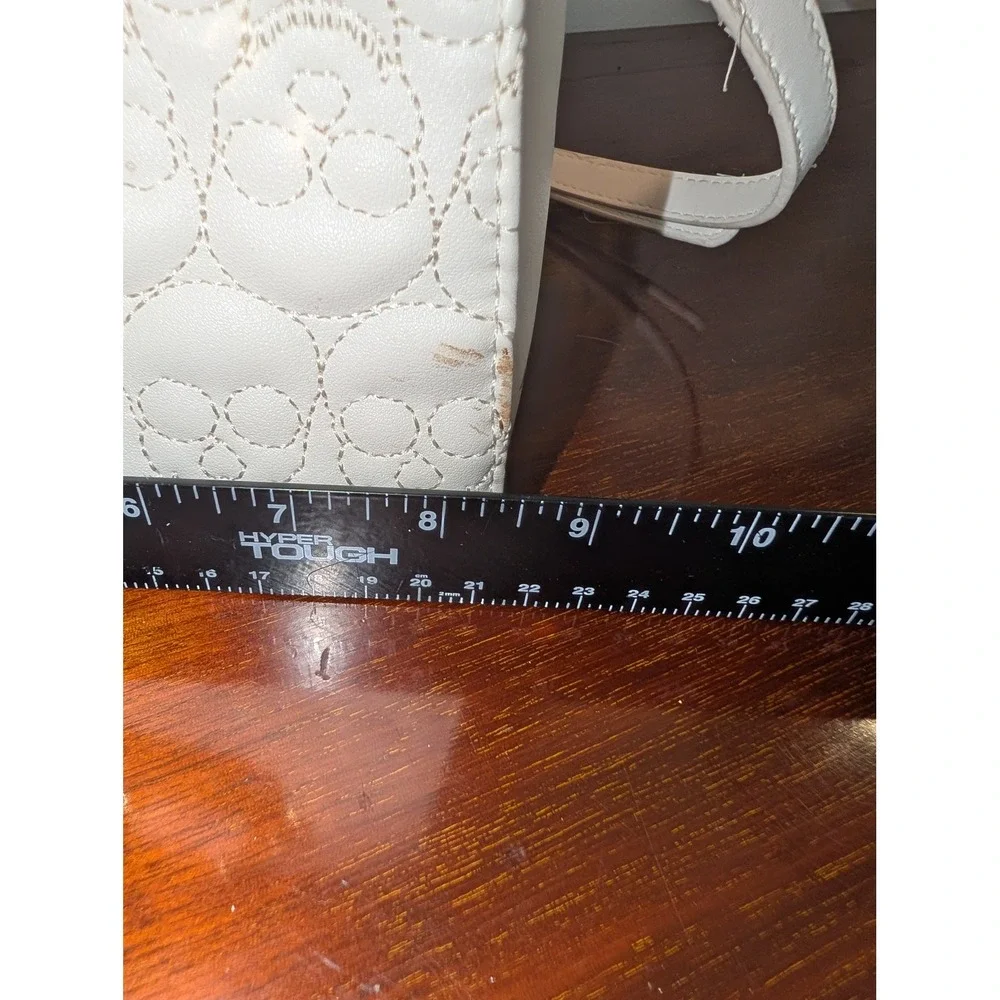 Betsey Johnson Cream Quilted Skull Satchel Crossbody Bag Gold Chain Detail